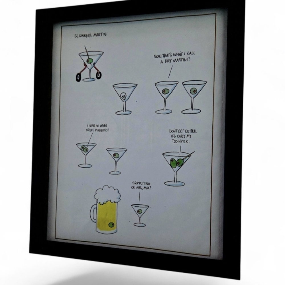 Hey Dude Martini Humor Art with Black Frame